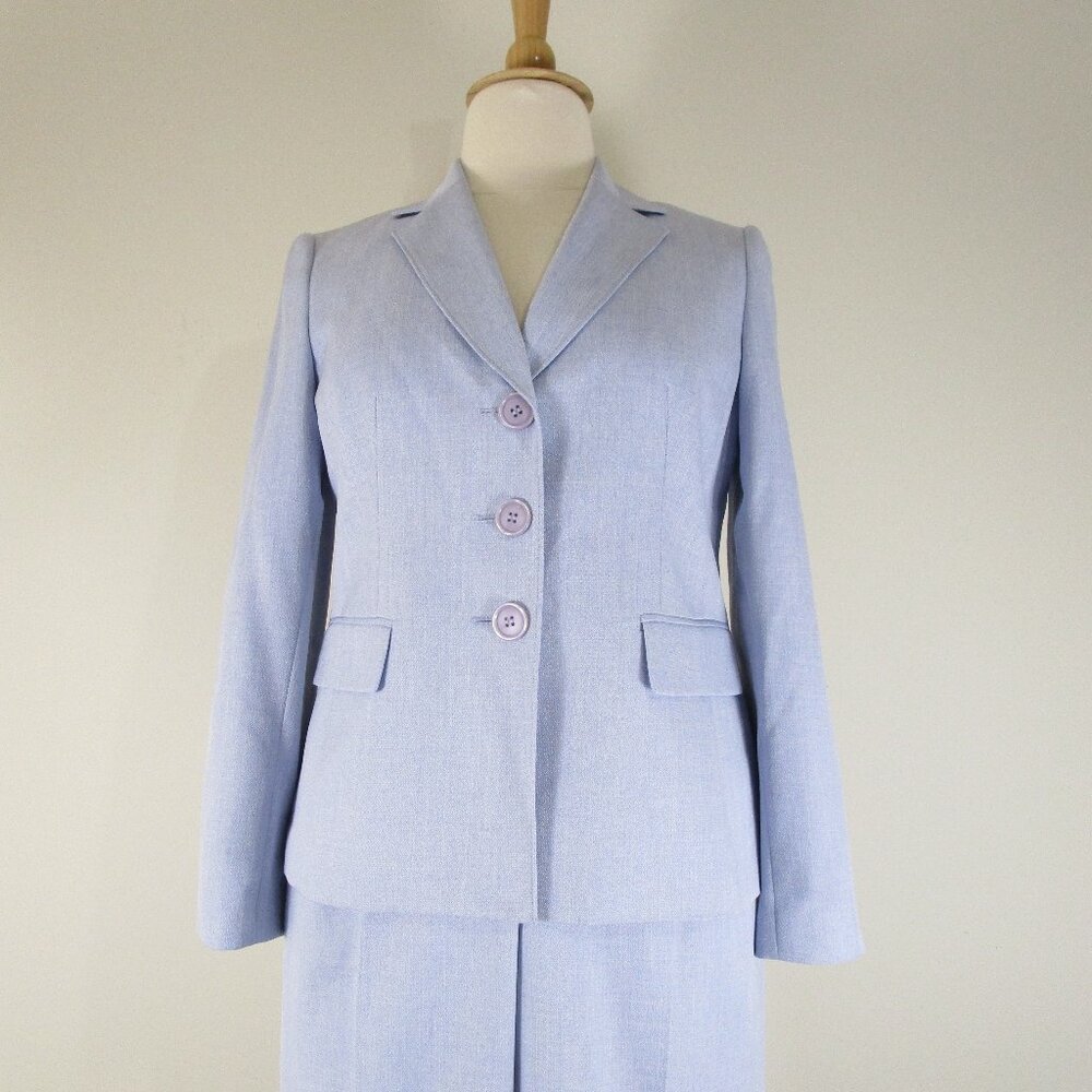 Le Suit Plus Size Solid Periwinkle Blue Pant Suit… - image 2